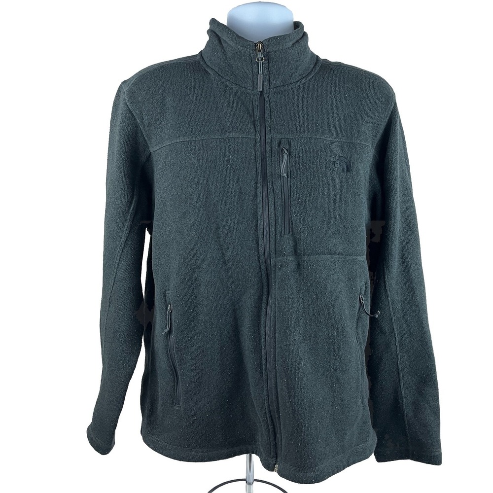 North Face Men's Full Zip Fleece Jacket Large 100% Polyester Hiking Gear